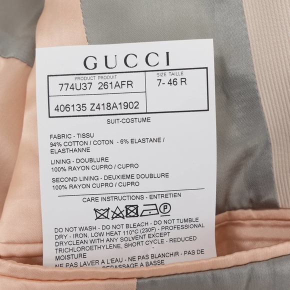 GUCCI Formal Jacket and Pants Cotton Men's 46 Beige - Picture 13 of 15